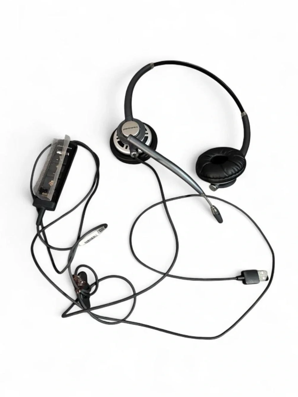 Vintage Wired Black Monaural Headset with Boom Microphone